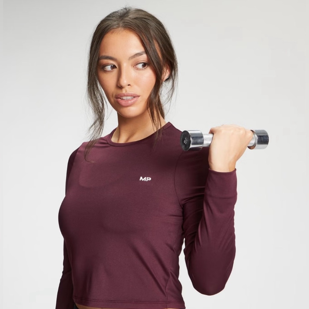 MP Women's Training Long Sleeve Crop Top - Port